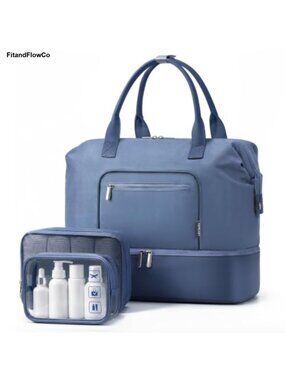 35L Travel Duffel Bag Set with Shoe Compartment & Toiletry Bag